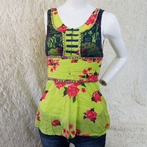 FREE PEOPLE flower top blouse shirt tank size 0
